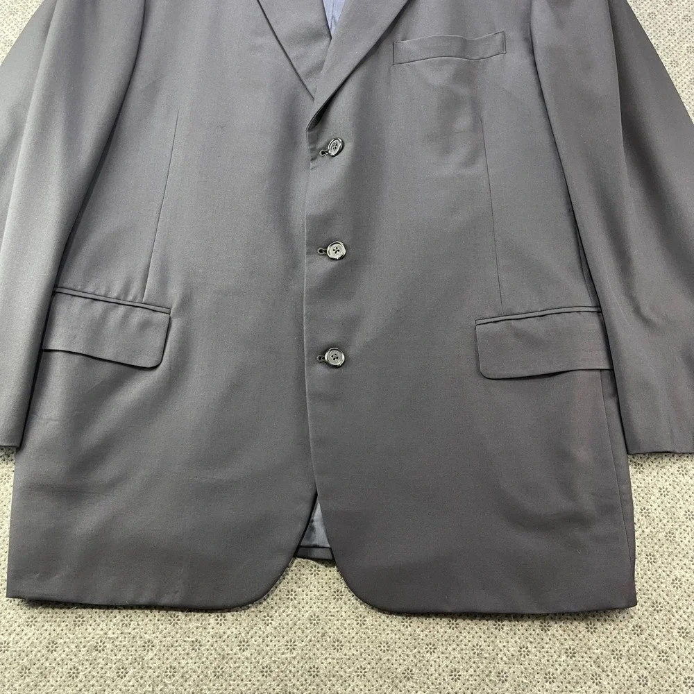 Tom James Royal Classic Mens Navy 3 Button Suit Surgeon Cuff 46R 36x32 Made USA